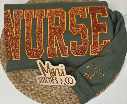 Custom Professional Title Glitter Sweatshirt – Nurse, CNA, Teacher