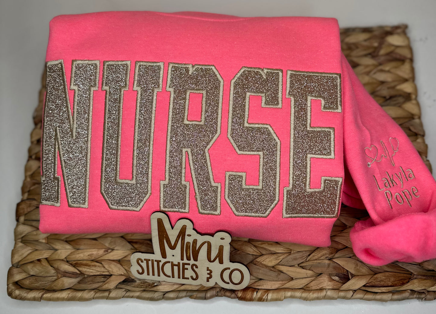 Safety Pink Nurse Sweatshirt with Sleeve Design