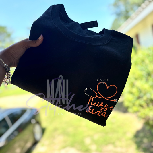 Embroidered Bow Stethoscope Sweatshirt