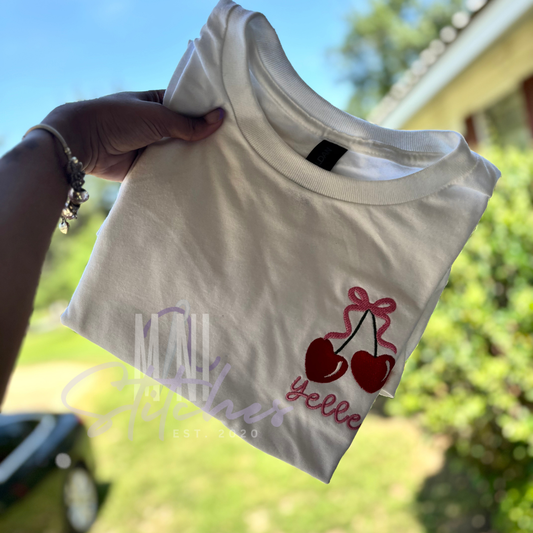 Bow Cherry Embroidered Tee/Sweatshirt